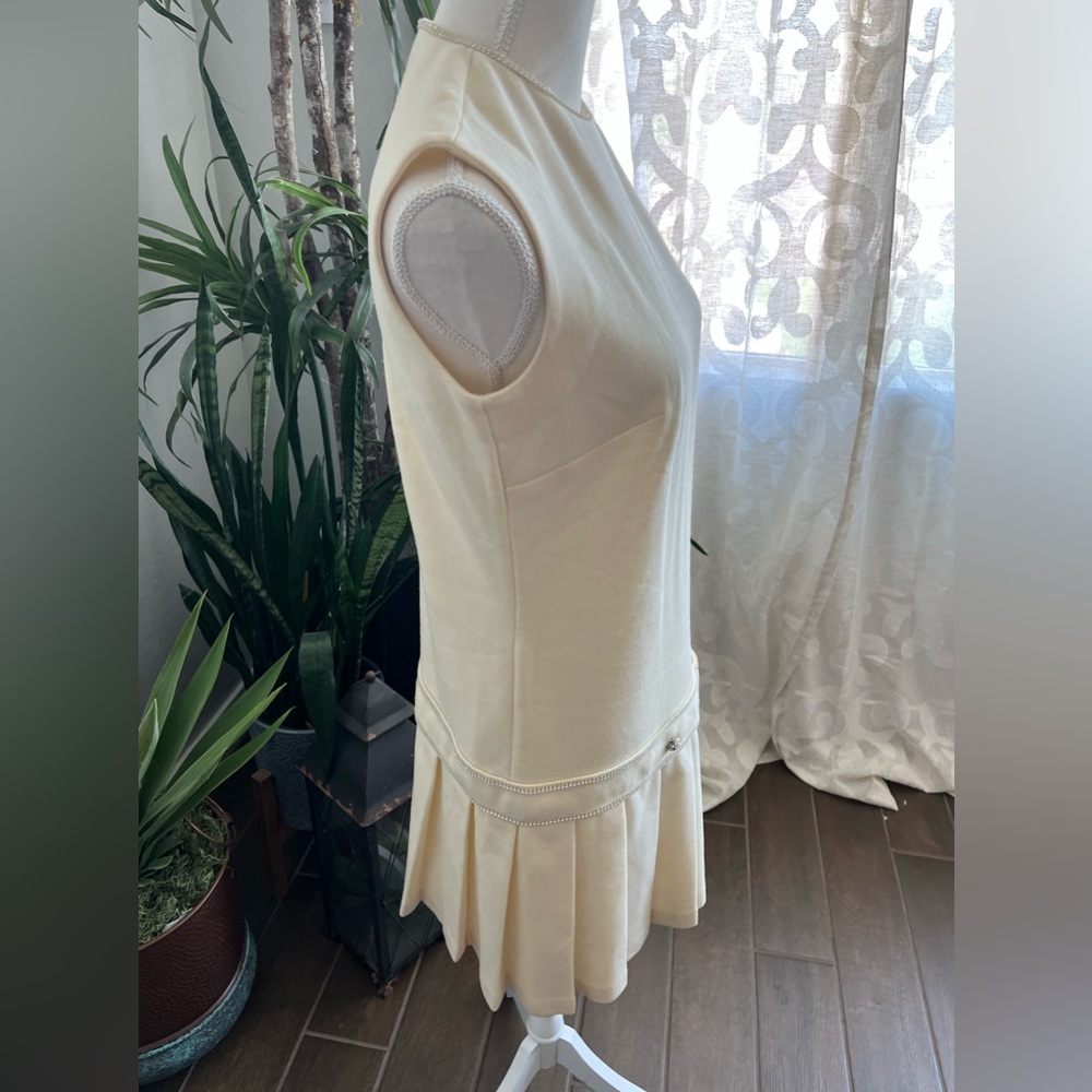 Vintage tennis dress style Butte Knit Charleston pleated rhinestone diamond wool - Picture 9 of 16